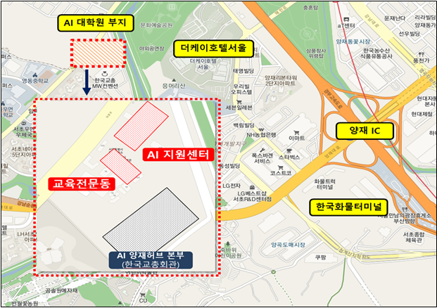 AI 대학원 이전공간 위치도 및 공간배치도. 출처:서울시