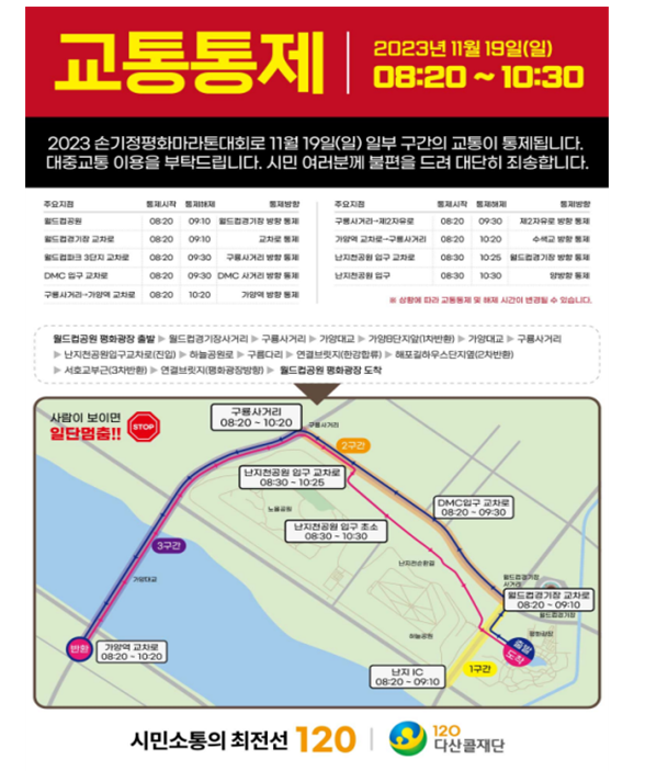 「2023 손기정평화마라톤대회」 통제구간 / 사진출처 : 서울시